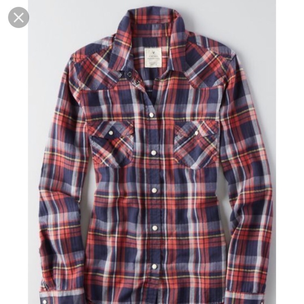 American Eagle Plaid Boyfriend Shirt